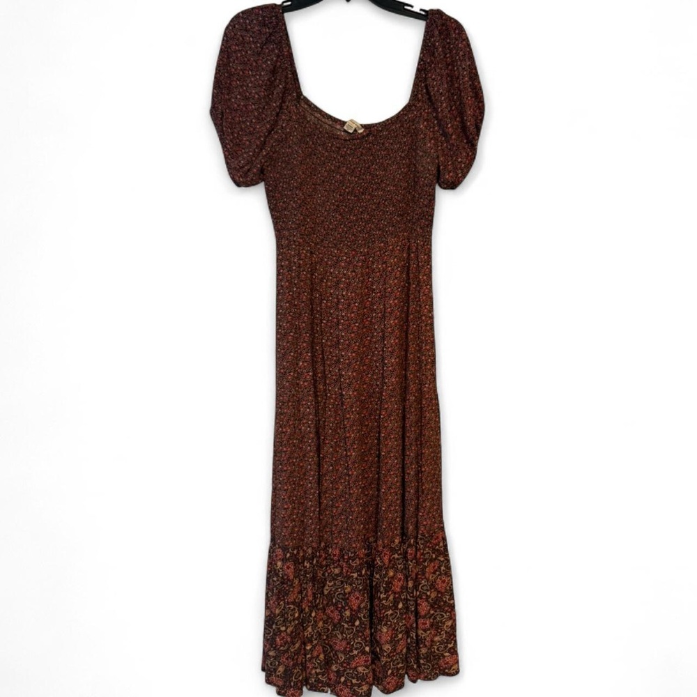 American Eagle Boho Prairie Midi Dress | Floral Puff Sleeve | Size M